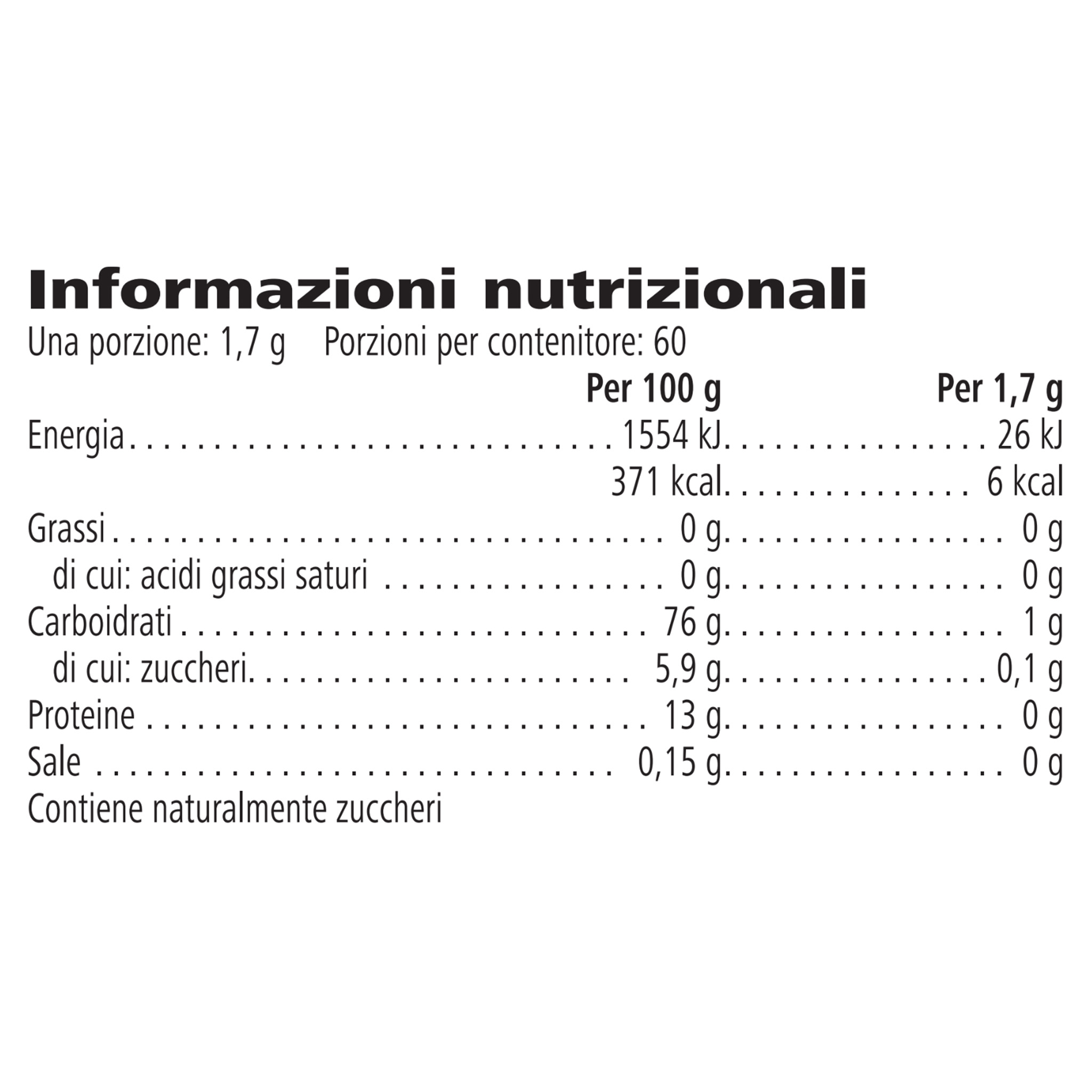 Etichetta ingredienti infuso erbe Herbalife con caffeina